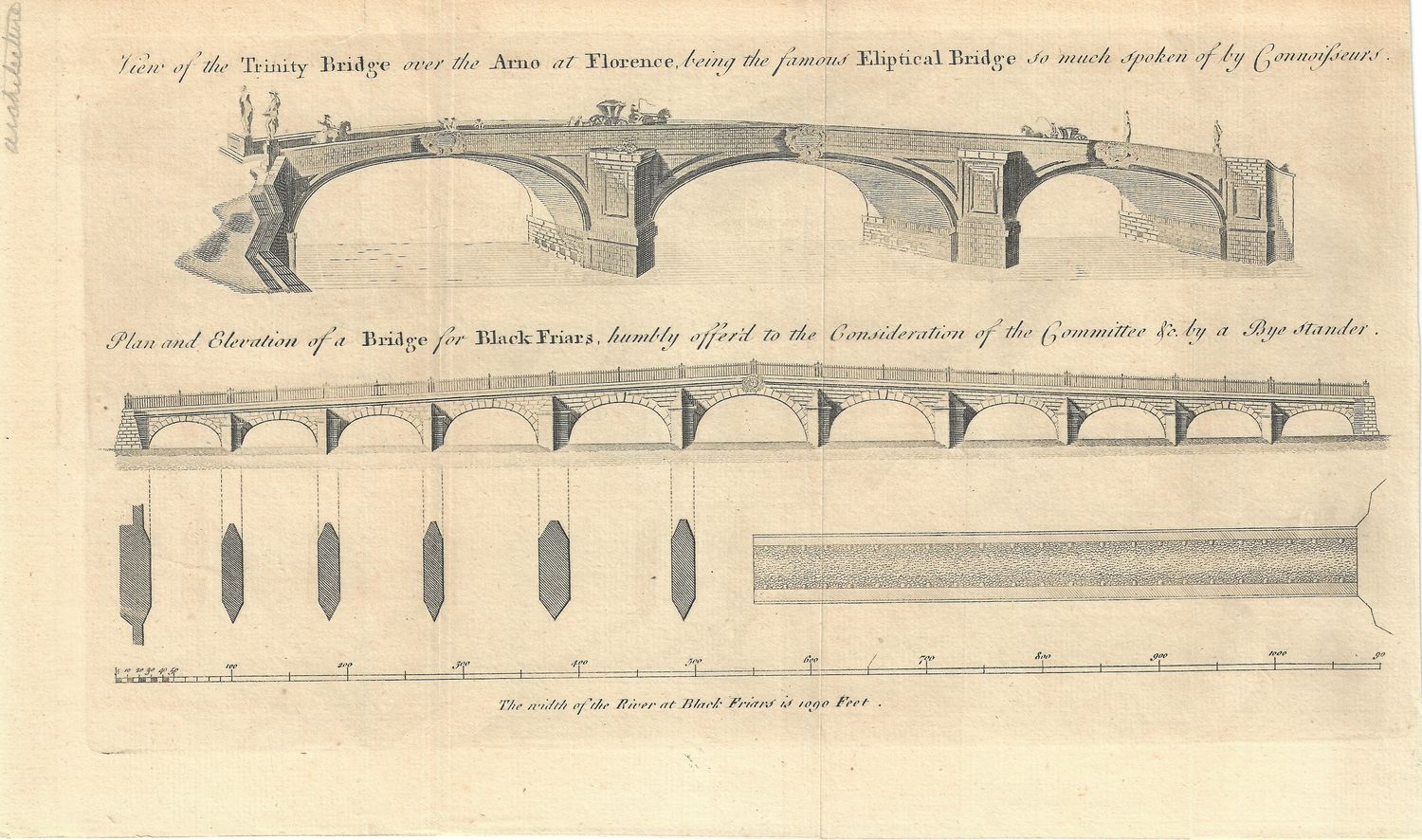 1775 View of Trinity Bridge in Florence as a Study for Black Friar&#39;s Bridge, London