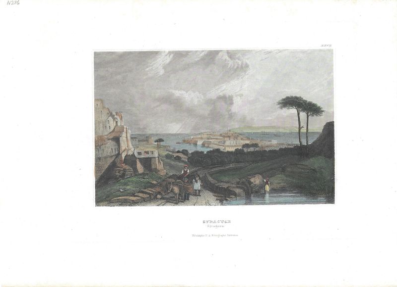 1845 Steel Engraved View of Syracruse, Sicily