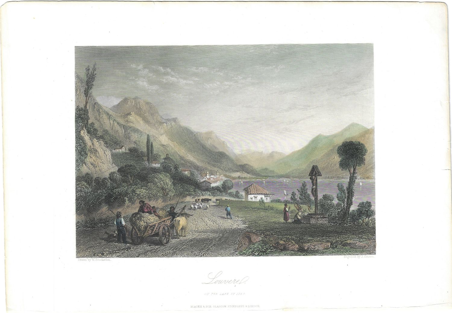 1873 View of Louvere on Lake Iseo with Hand Color by A. Willmore