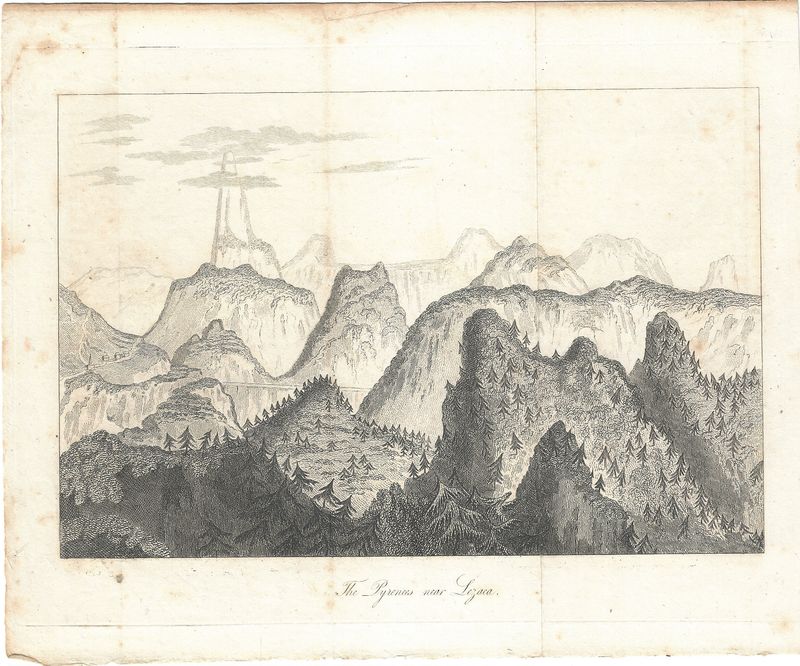 1742 Copper Engraved View of The Pyrenees near Lezaca