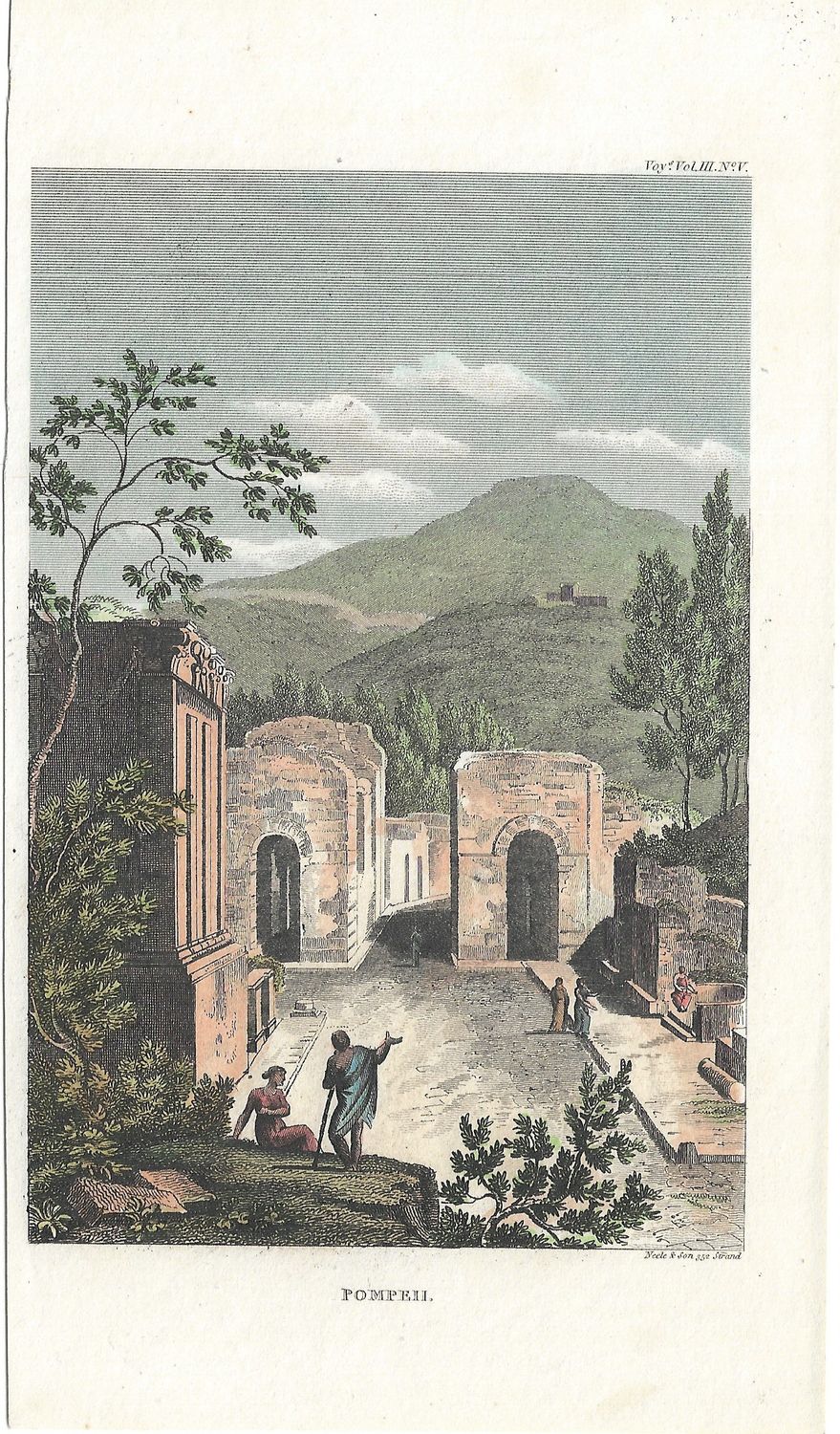 1821 View of Pompeii w/ handcolor