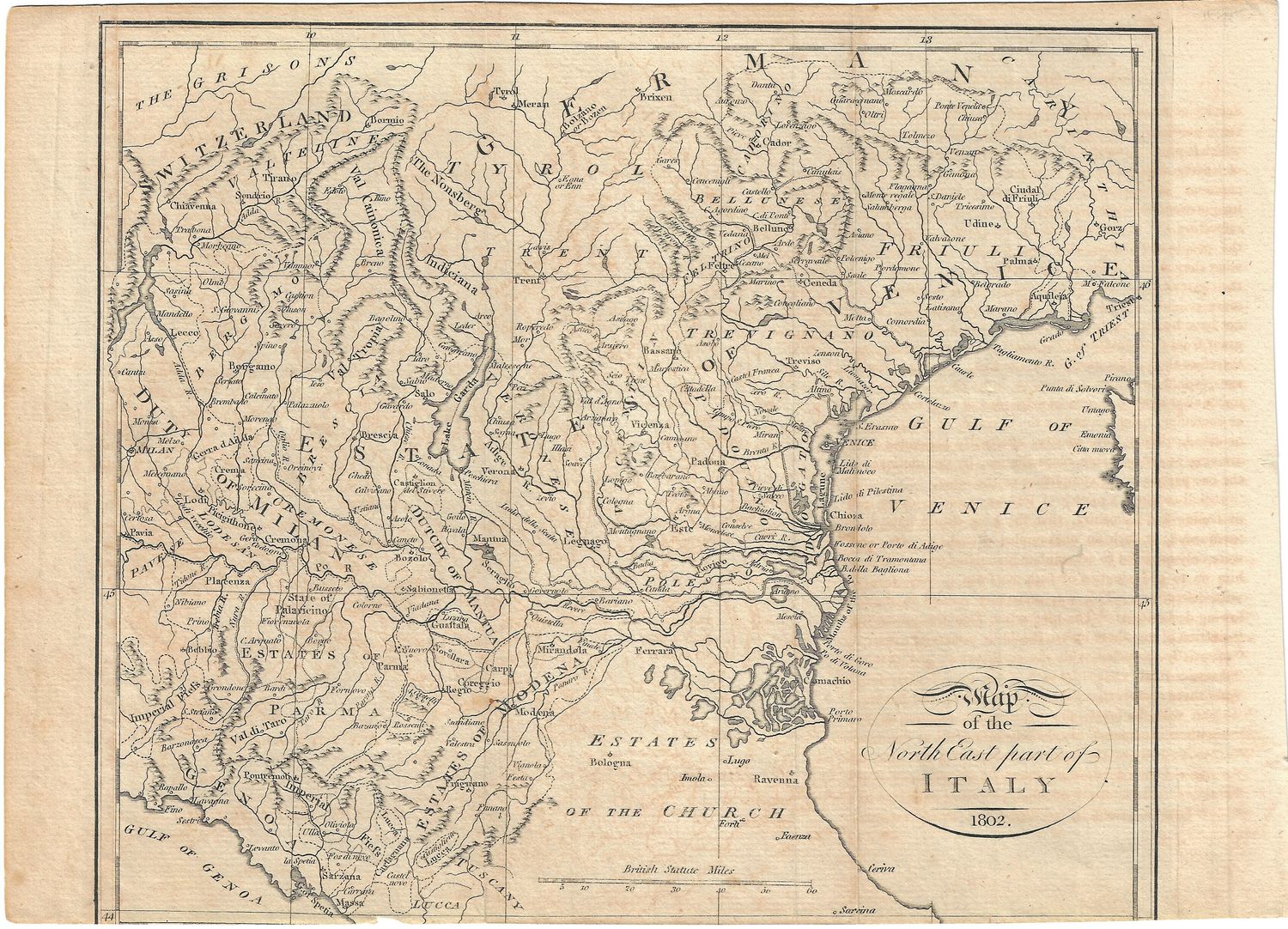 1802 Map of the Northeast Part of Italy