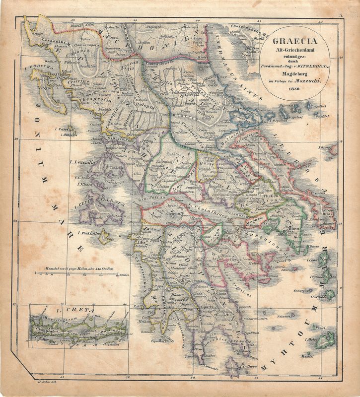 1830 Map of (Ancient) Greece by Witzleben