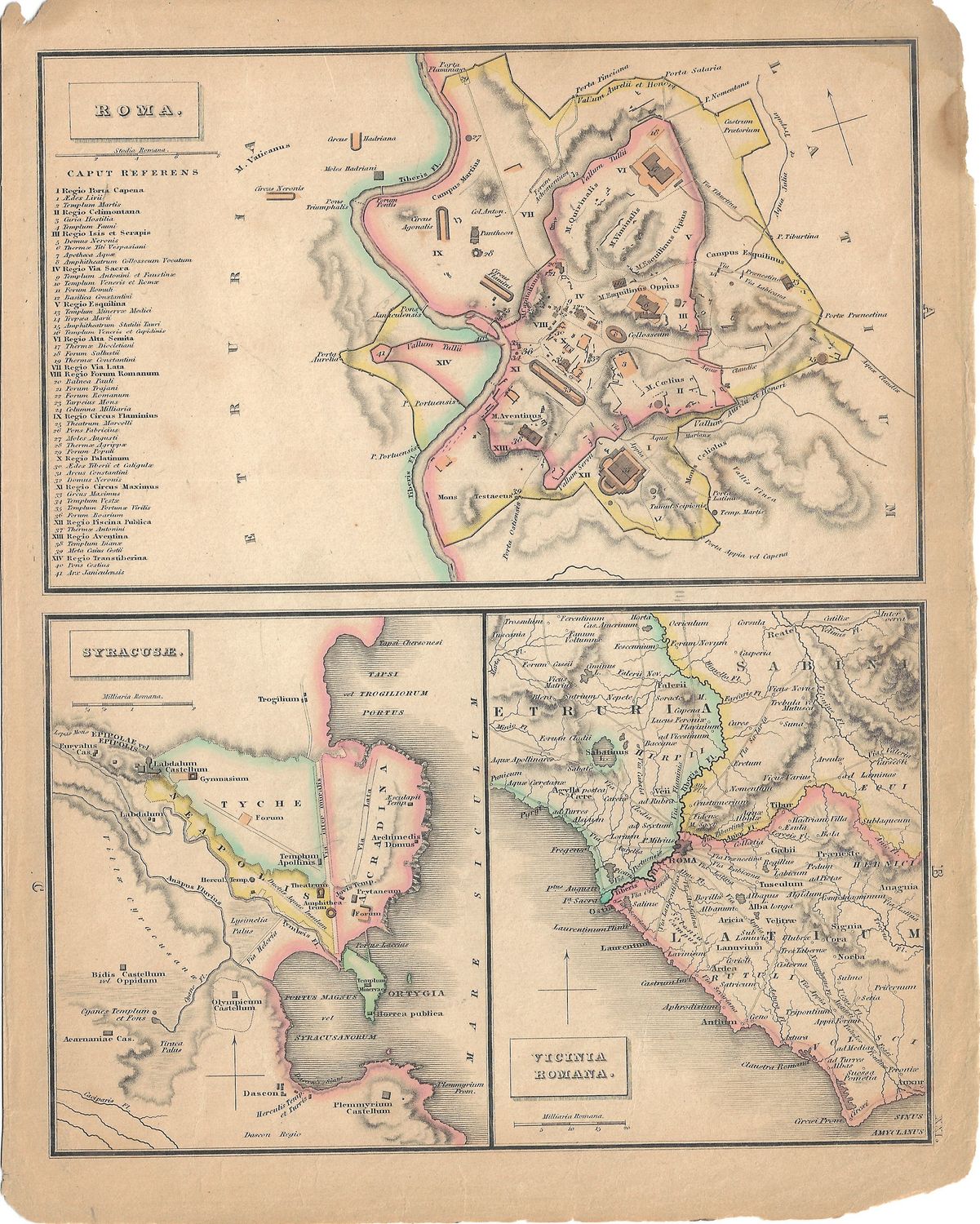 1866 Map of Ancient Rome and Syracuse w/ohc