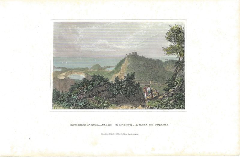 1840 View of the Environs of Cuma and Lago, Italy w/ Hand Color