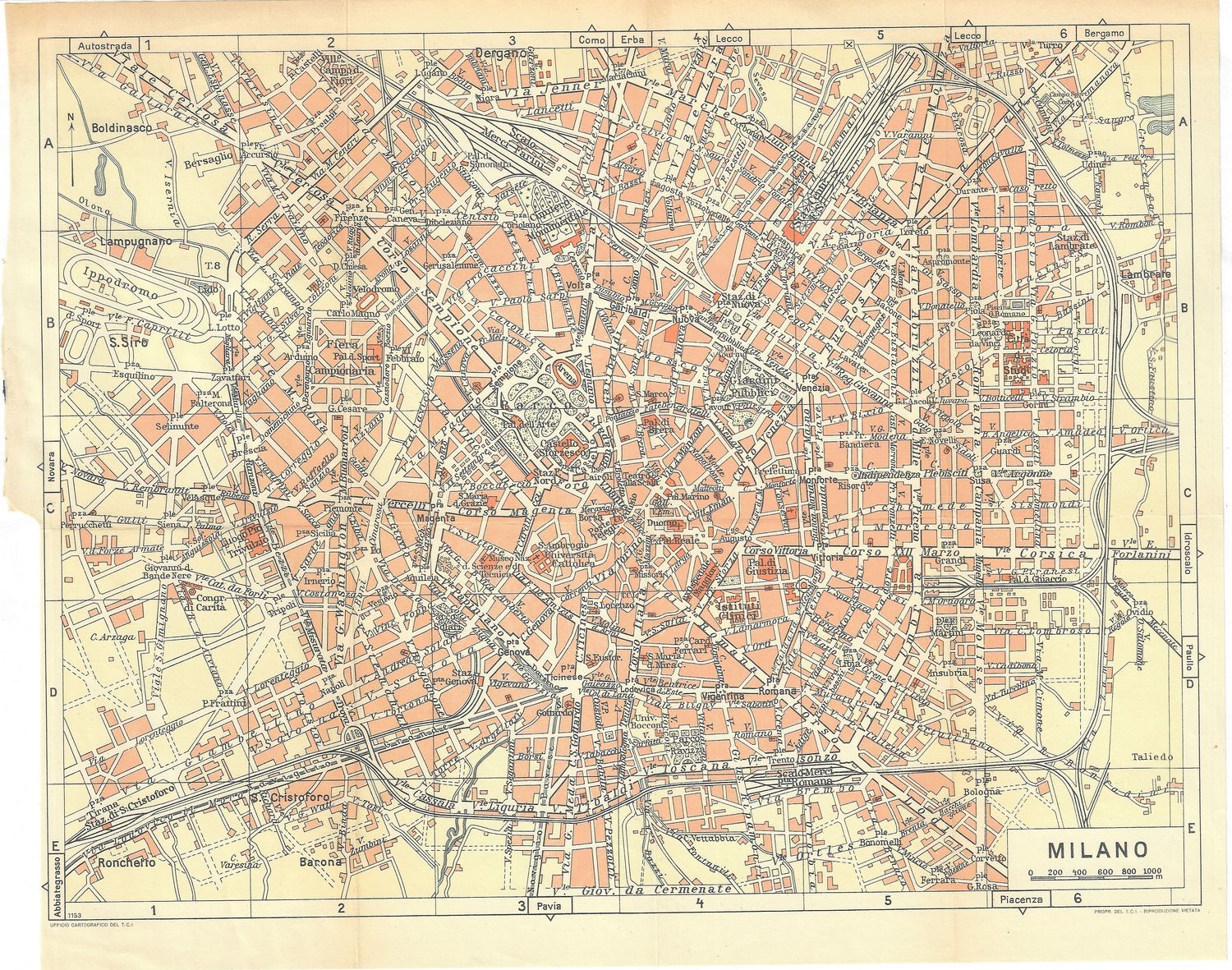 1921 Map of Milan by Leipzig &amp; Wagner for Beadekker's Guide