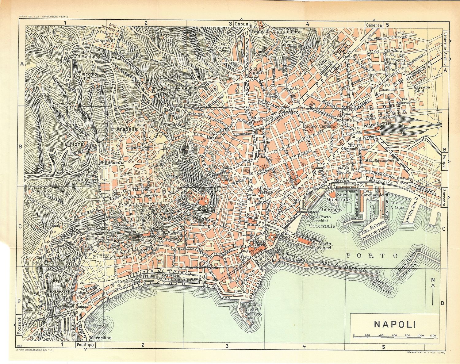 1921 Map of Naples by Leipzig &amp; Wagner for Beadekker's Guide