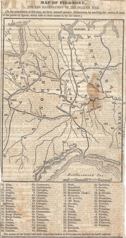 1796 Map of Piedmont for the Illustration of the Seat of War