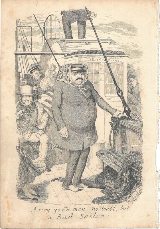 1845 Illustrated View of A Very Good Man , No Doubt, but a Bad Sailor by George Cruikshank