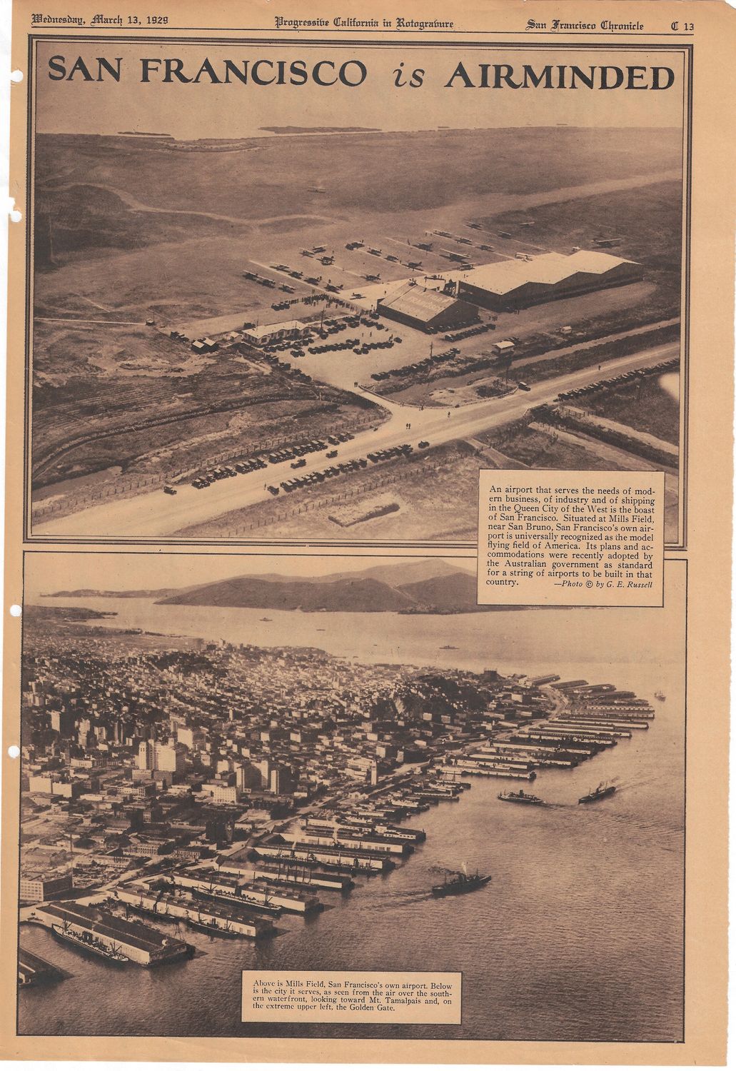 1929 San Francisco Chronicle - Sf is "Airminded"