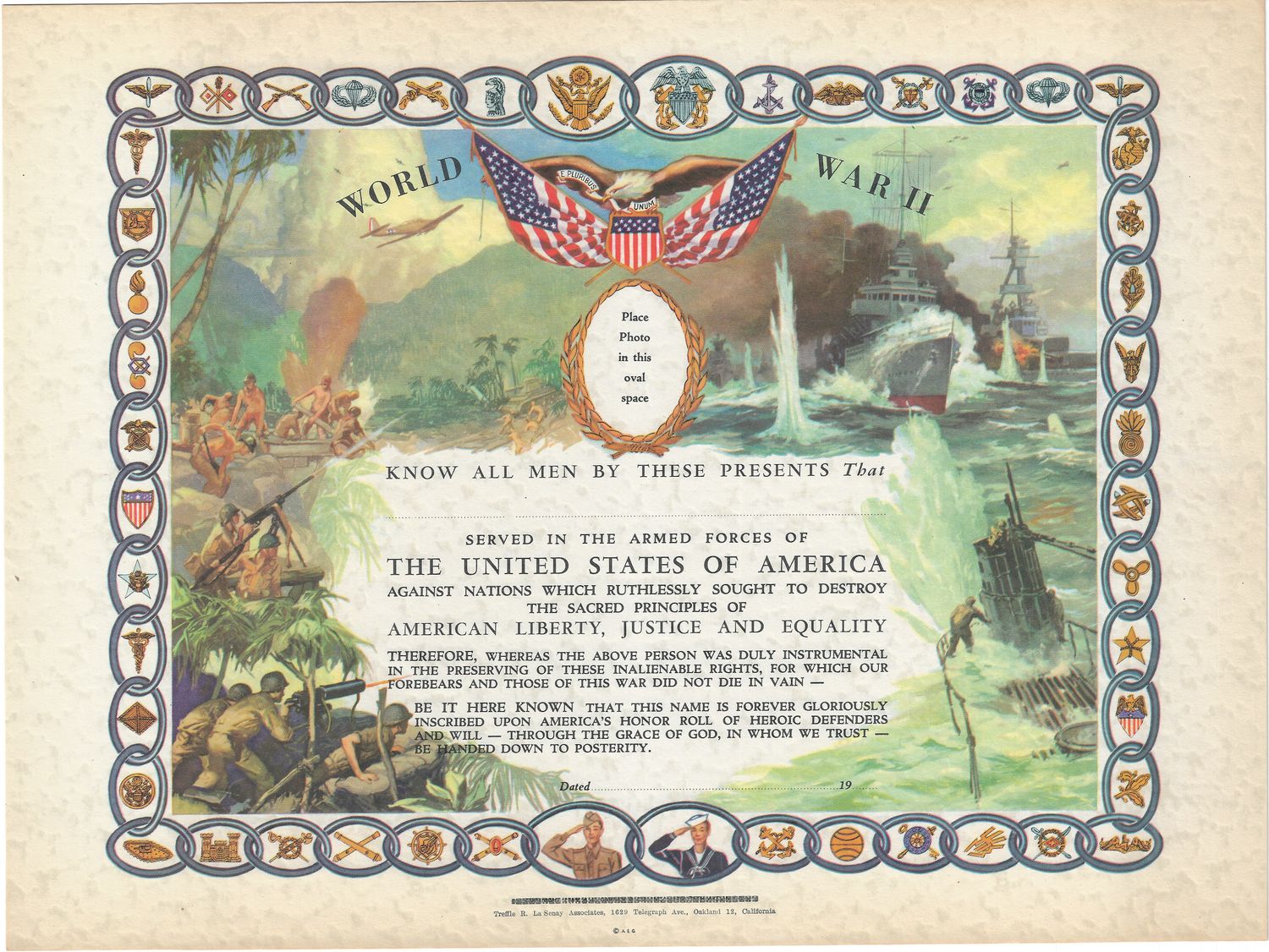 1945 WWII Certificates for the US Army