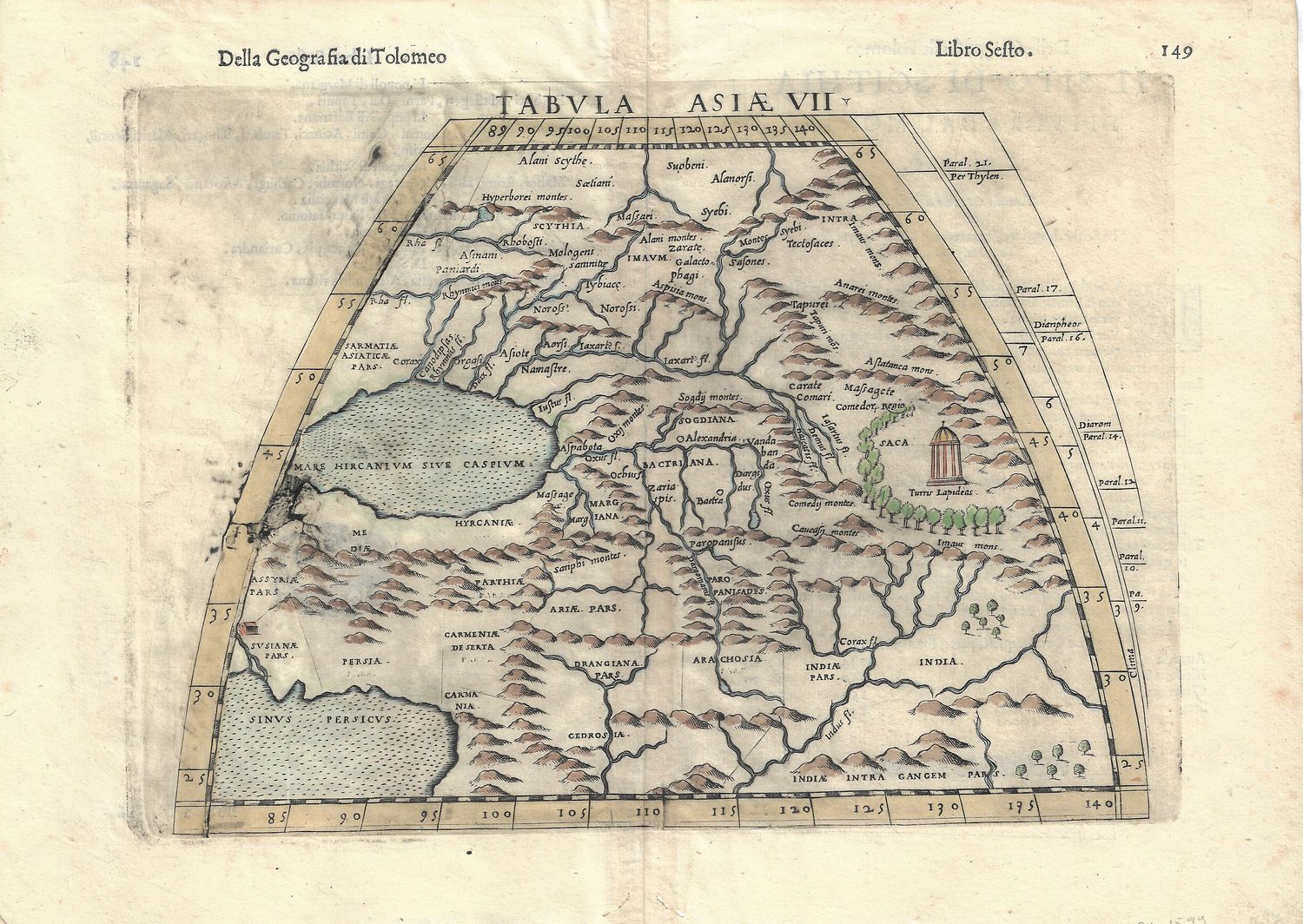 1599 Map Titled : Tabula Asia VII - IL Sito di Scithia by Rasaccio  