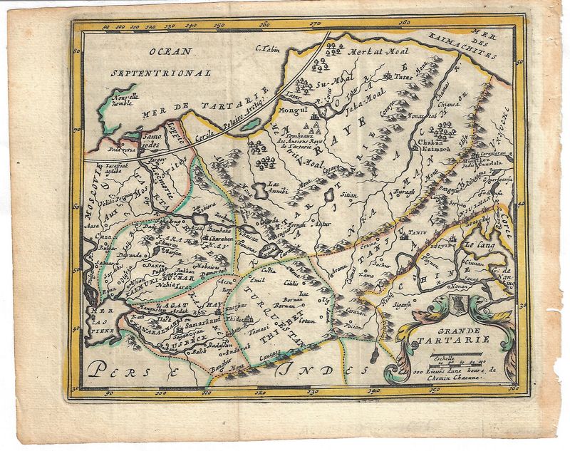 1696 Map of Grand Tartarie by Francisco De Aefferden
