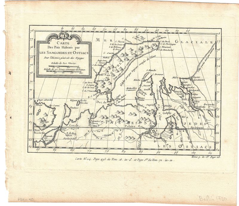 1758 Map of Samoyed and Northern Siberia by Bellin