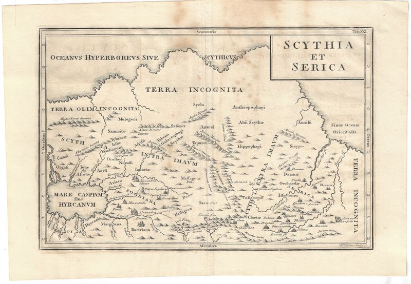 1805 Map of Scythis et Serica - a Ptolomic Map by C. Cellarius