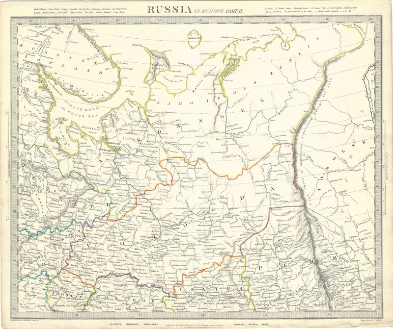 1845 Map of Russia in Europe Part II by J.C. Walker