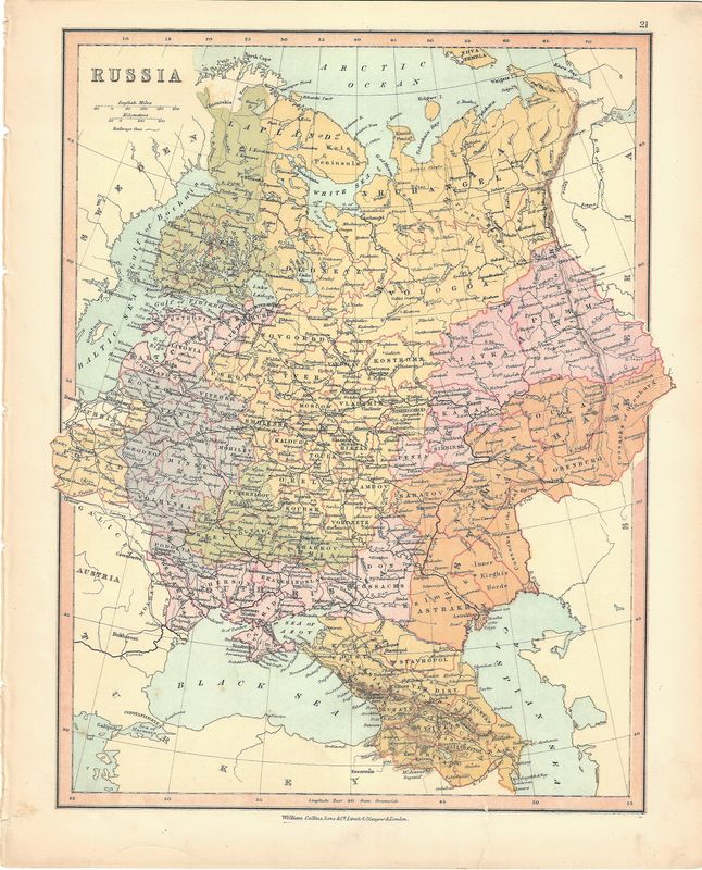 1875 Map of Russia by William Collins &amp; Son