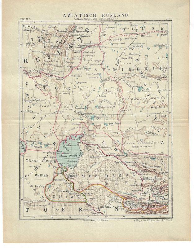 1884 Map of the Aral sea and Asiatic Russia in surround by C.L.Funke
