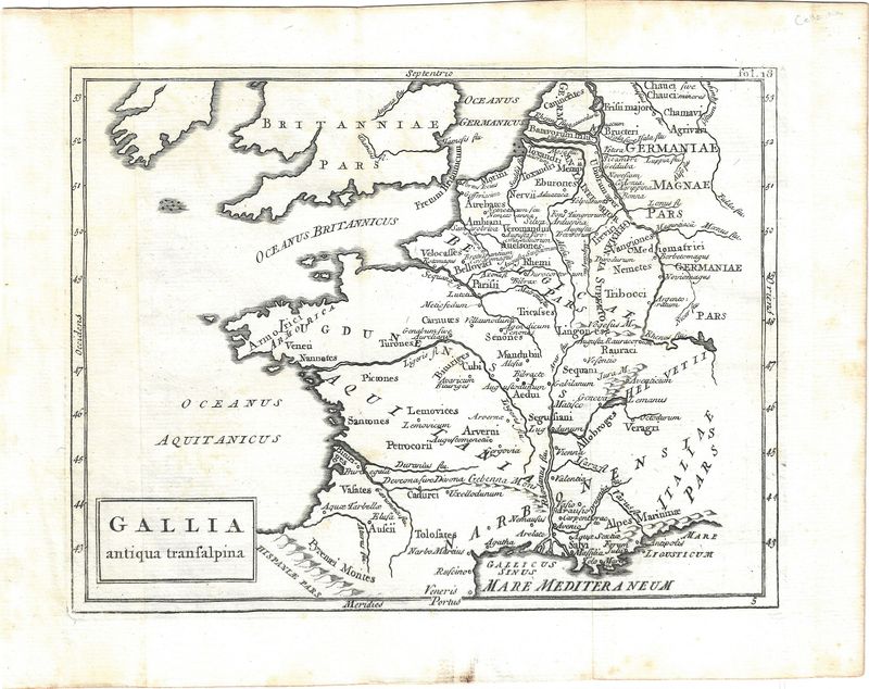 1731 Map of Gallia - Ancient France by Cellarius