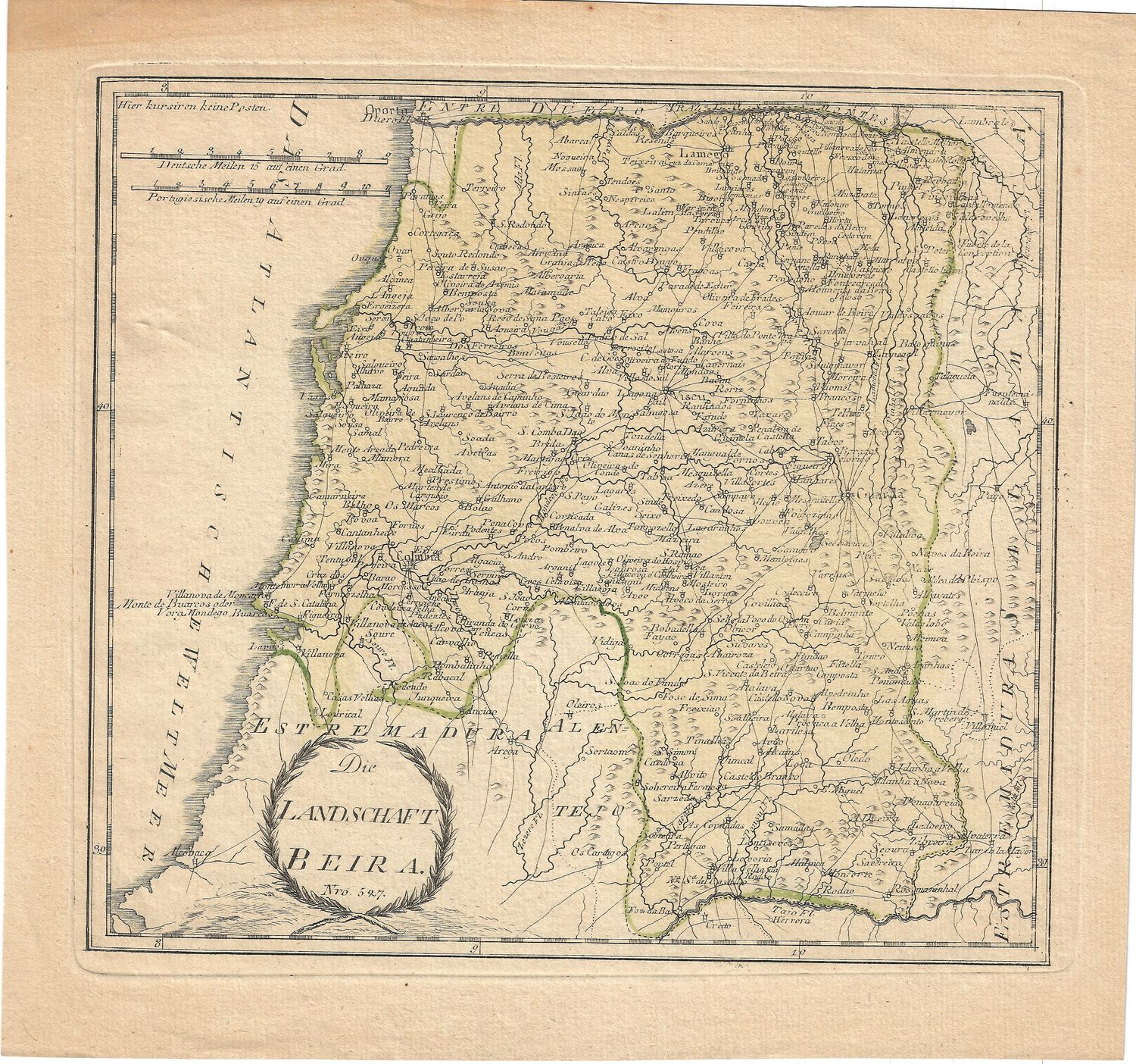 1799 Map of Beira - Central Portugal by J.J. Von Reilly
