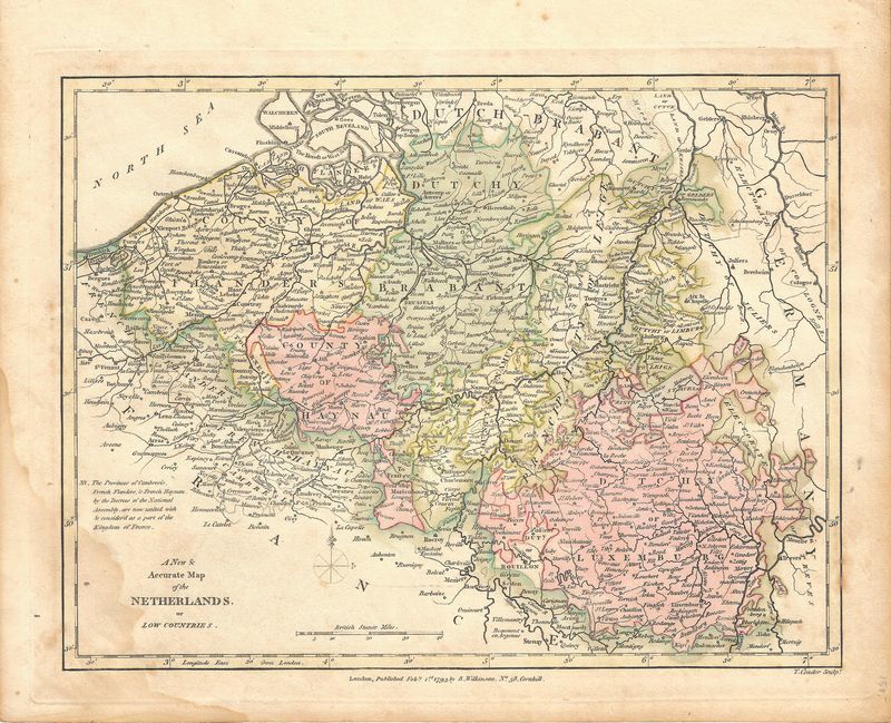 1794 Map of the Netherlands w/ohc by R .Wilkinson