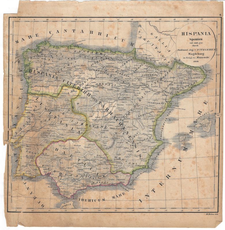 1830 Map of Spain by Witzleben