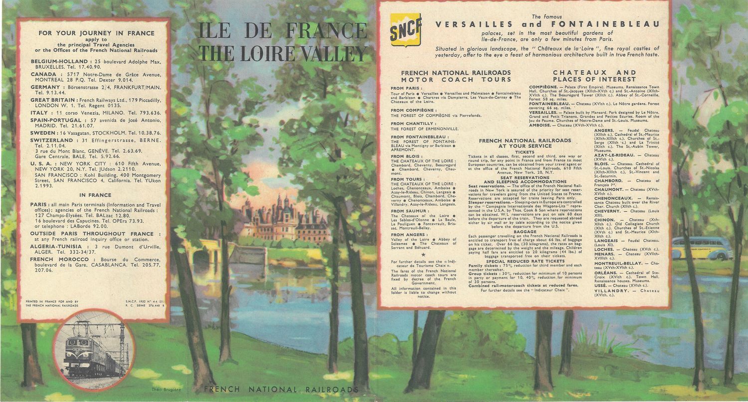 1952 Railway Map of The Loire Valley France by the French National Railways