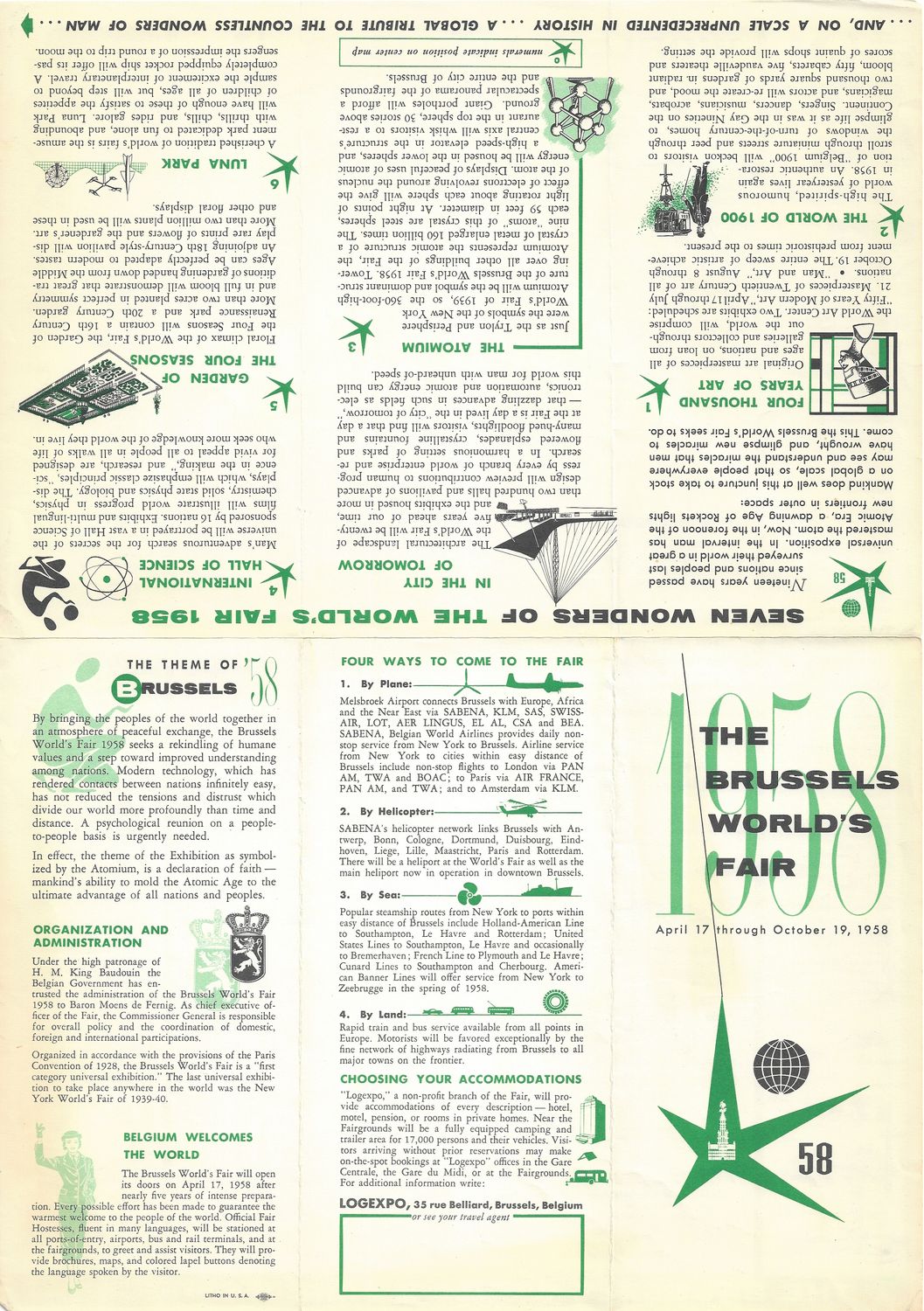 1958 Map of the Brussels World&#39;s Fair