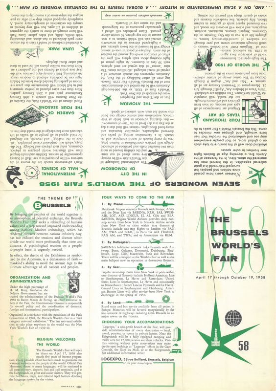1958 Map of the Brussels World's Fair