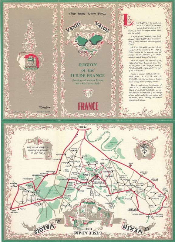 1955 Strip Map of Vexin et Valois Regions of France
