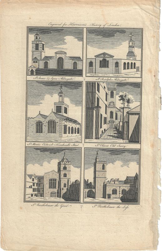 1750 View of English Churches from Harrison's History of London 