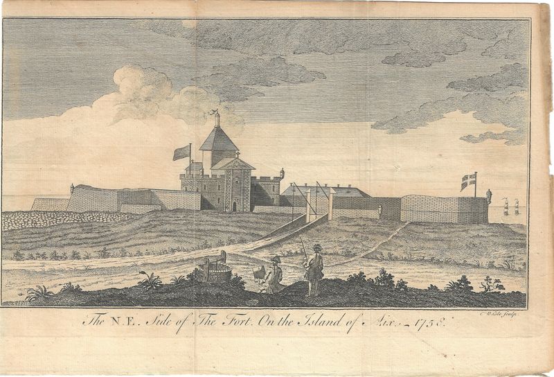 1758 View of N.E. Side of the Fort on the Island of Aix by B. Cole