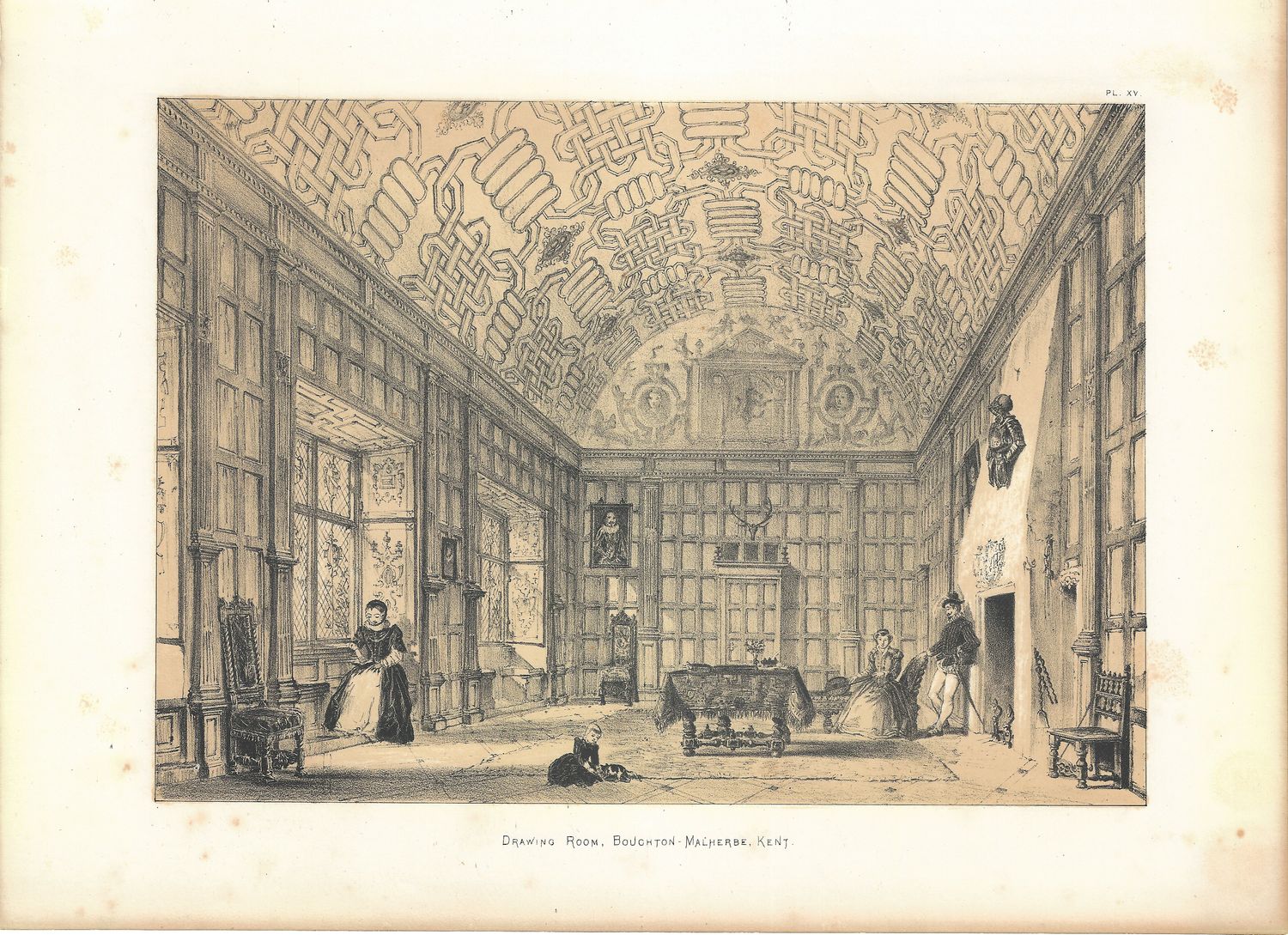 1830 View of a Drawing Room in Boughton-Malherbe,  Kent