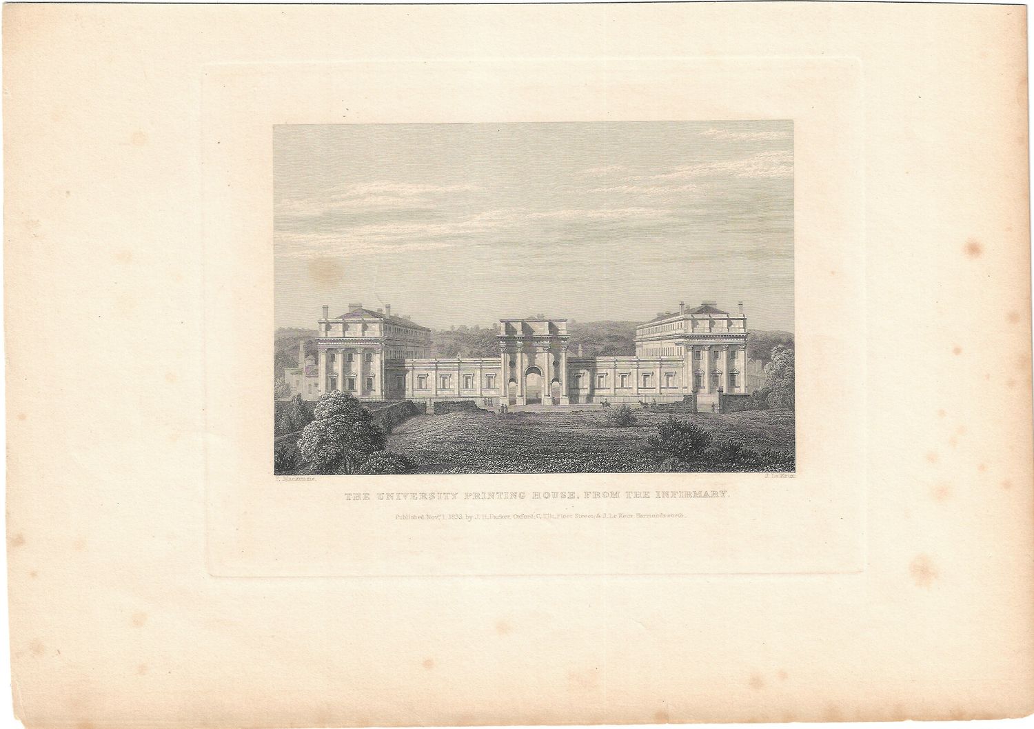 1833 View of the University Printing House, Oxford England