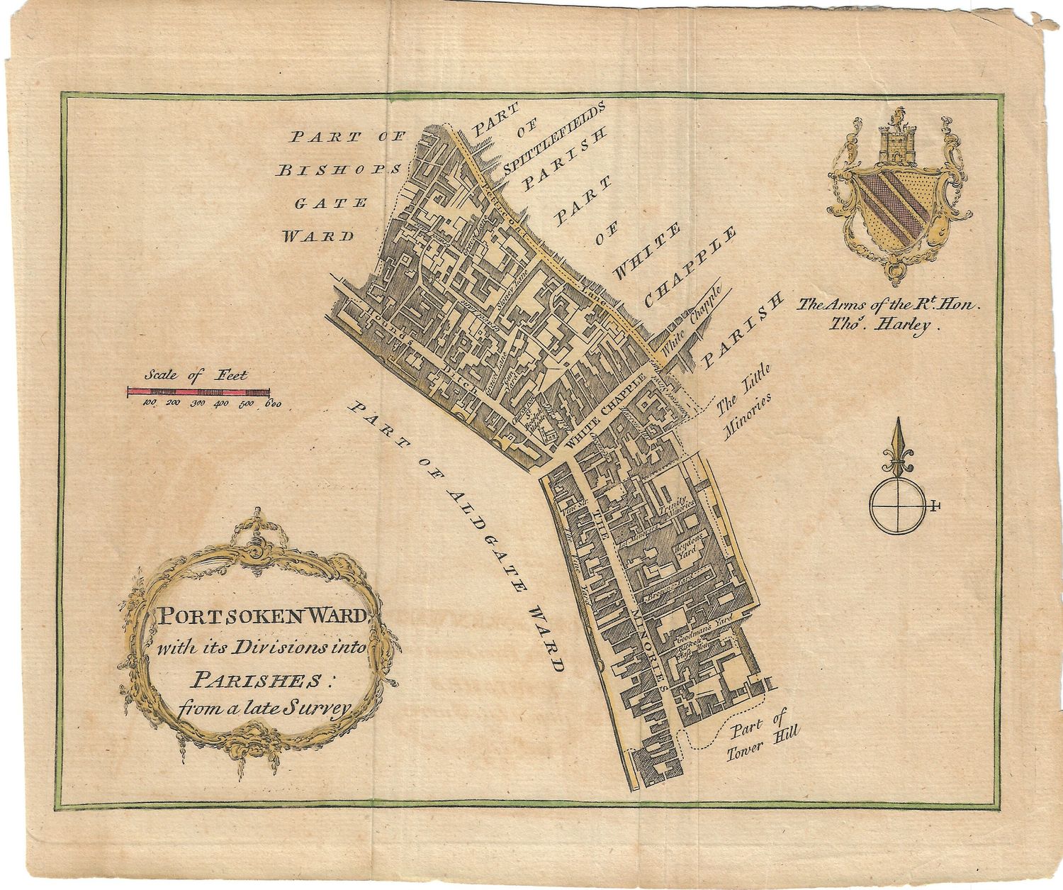 1750 Map of Portsoken Ward with its Parishes from a Gent&#39;s Mag