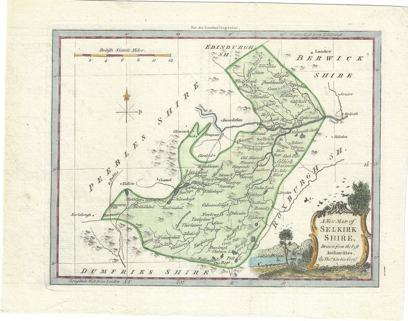 1750 Map of Selkirk Shire by T. Kitchin w/ HC