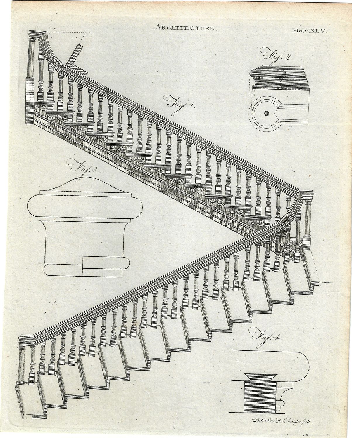 1790 Plan of Architecture of Stairs
