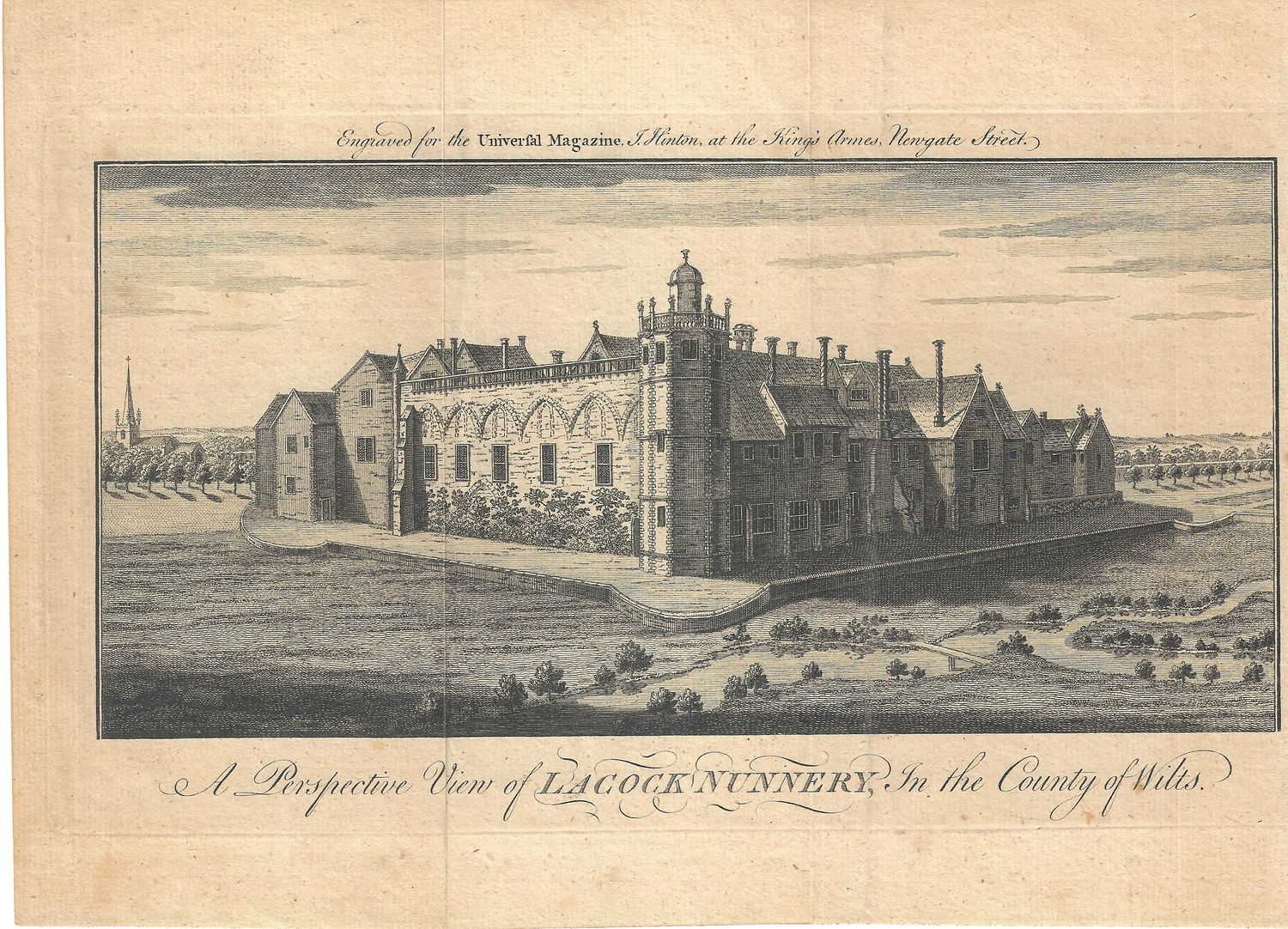1801 Perspective View of Lacock Nunnery from The Universal Magazine