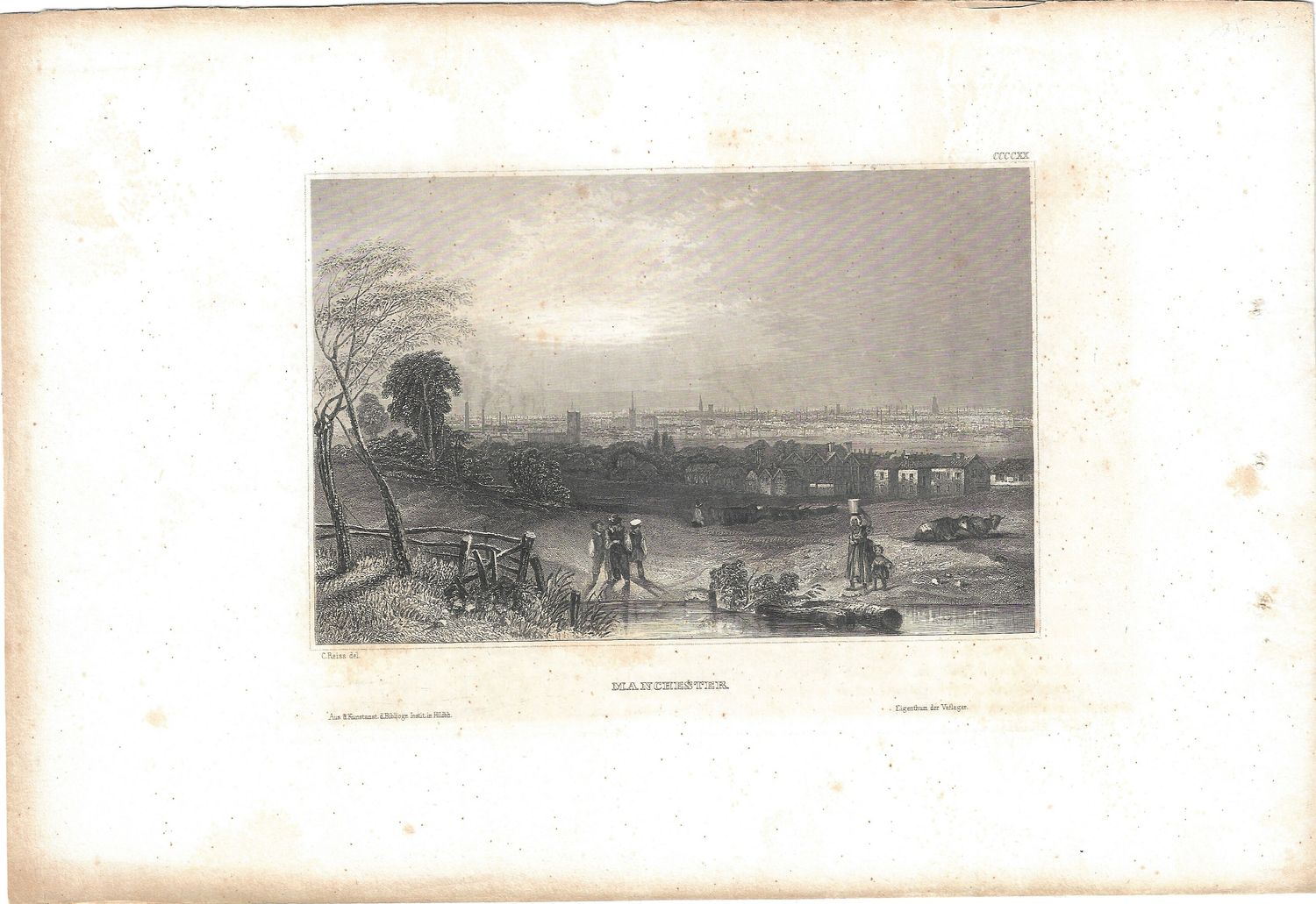 1854 View of Manchester, England from the Bibliogr. Inst. in Heidelberg