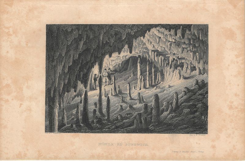 1850 View of the Hohle zu Sundwich (sundwich cave),  England