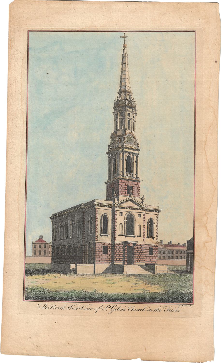1810 The NW View of St. Giles Church by R. Cole w/hc