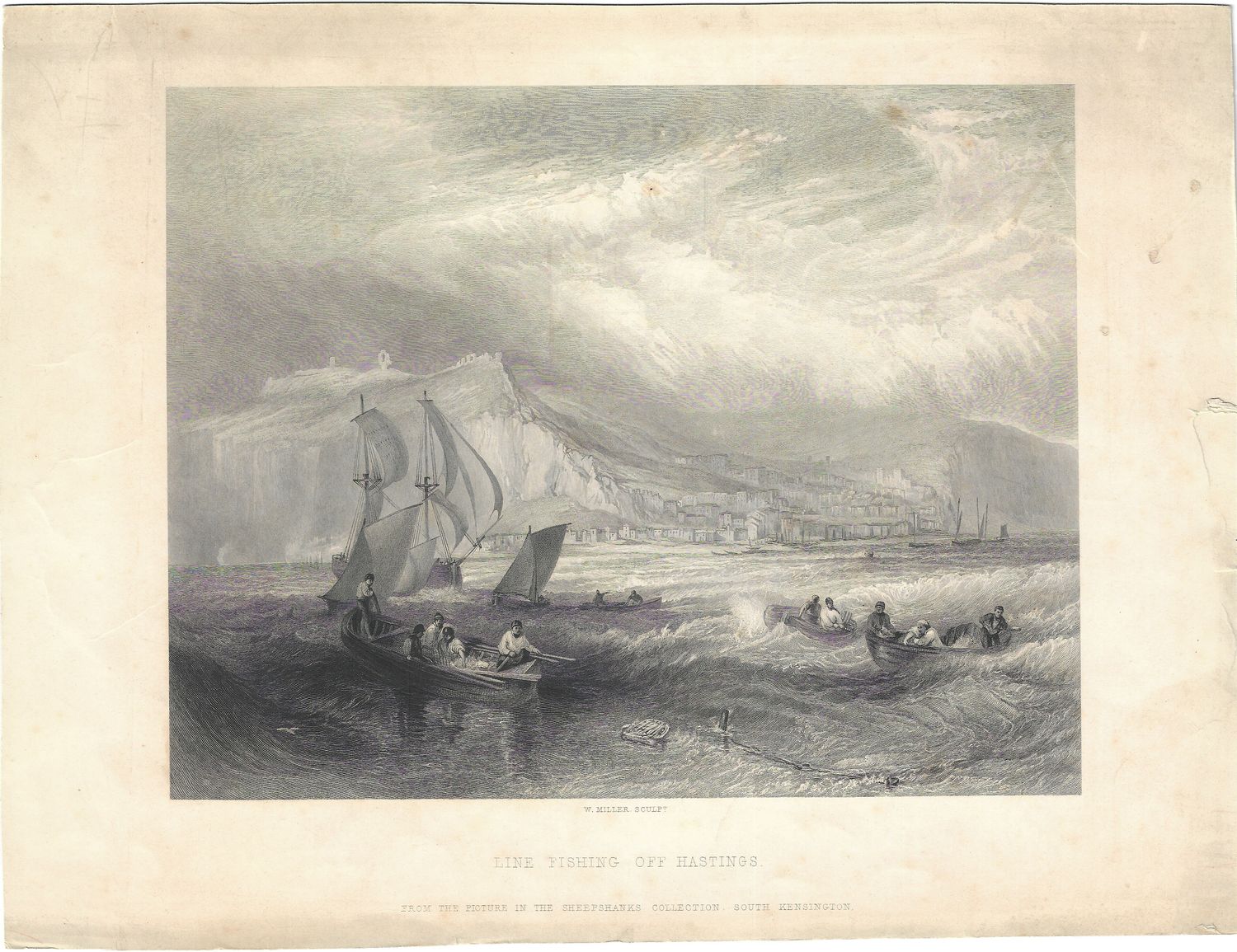 1873 View of Line Fishing off Hastings by W.Miller