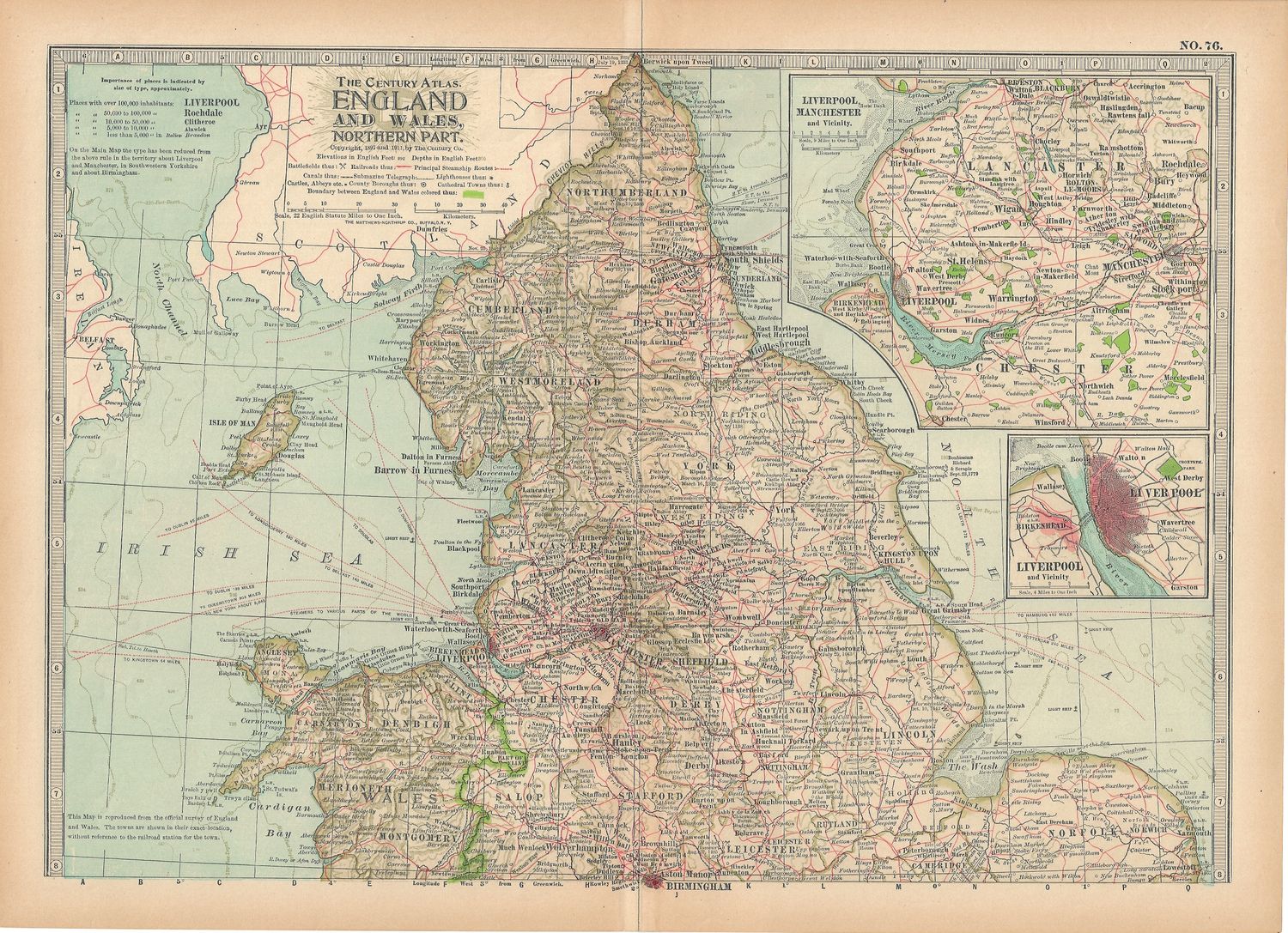 1911 Map of England &amp; Wales in 2 sheets from the Century Atlas