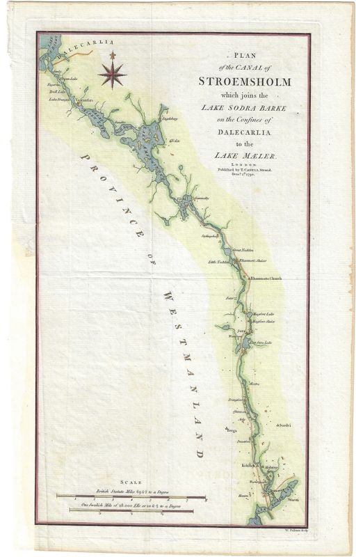 1790 Plan of the Canal of Stroemsholm,  Sweden w/hc