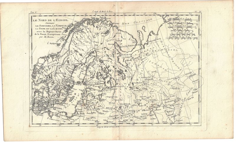 1777 Map of Northern Europe by Mr. Bonne