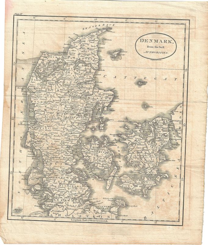 1794 Map of Denmark from the Best Authorities by John Russell