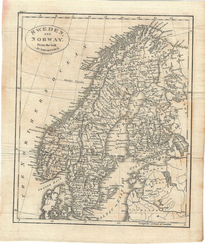1794 Map of Sweden and Norway from the Best Authorities by John Russell