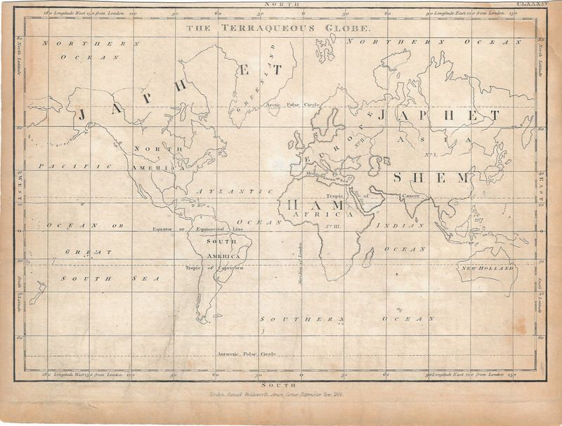 1836 Map of the World by Samuel Holdsworth