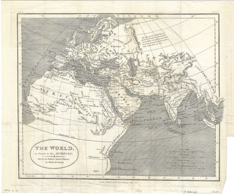 1808 Map of The World as Known to the Ancients by D'Anville