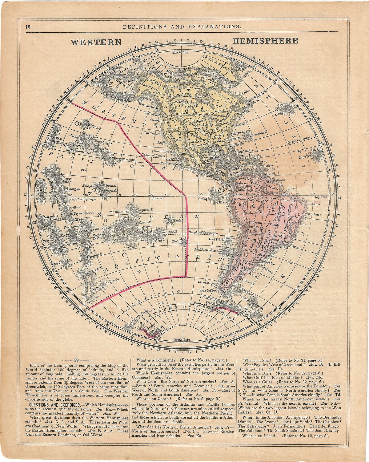1855 Map of Western Hemisphere (w/text) by McNally